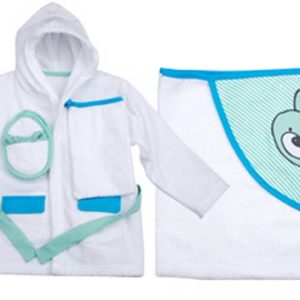 Gavesæt med morgenkåbe og hættehåndklæde Bamse - Dreng