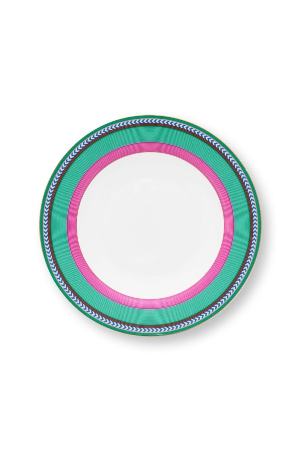 Deep Plate Chique Stripes Pink-Green 23.5cm