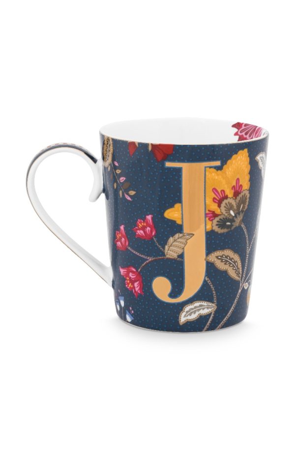 PIP STUDIO Alfabet kop Floral Fantasy Blue "J" 350ML