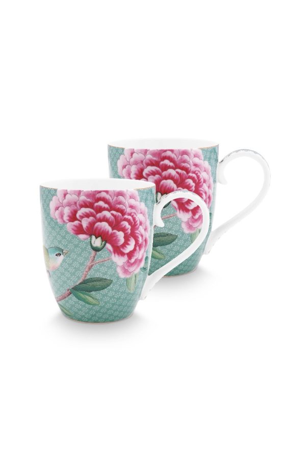 Set/2 Mugs XL Blushing Birds Blue 450ml