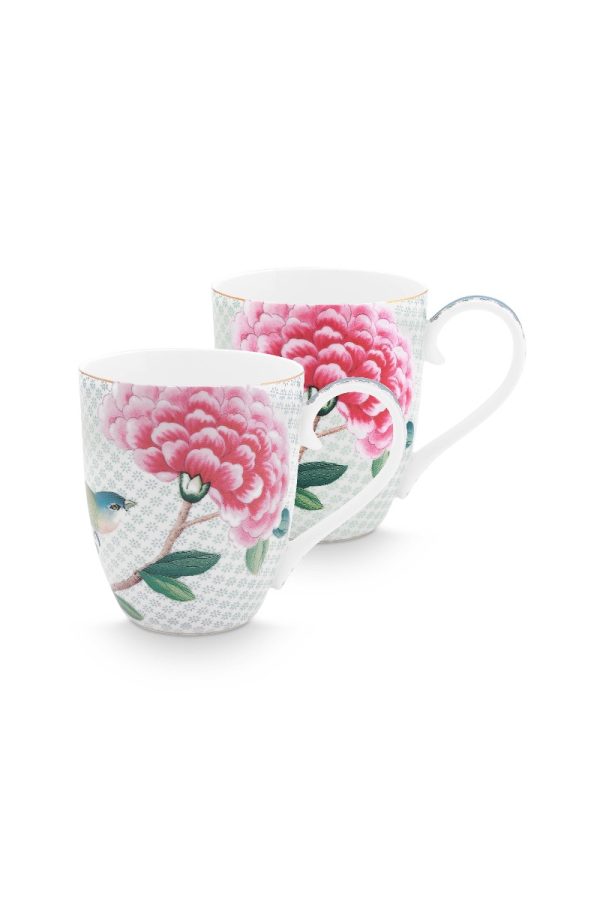 Set/2 Mugs XL Blushing Birds White 450ml