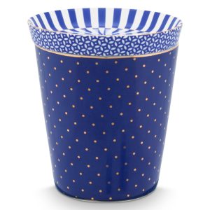 Set/2 Mug Small without Ear Royal Dots & Tea Tip Blue