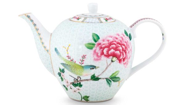 Tea Pot Large Blushing Birds White 1.6ltr