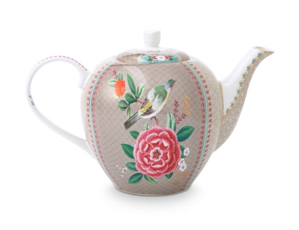 Tea Pot Large Blushing Birds Khaki 1.6ltr