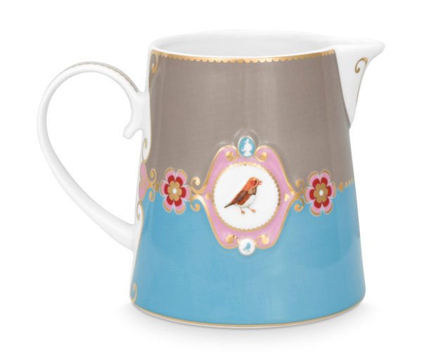 Pip Studio porcelæn Love Birds Medallion stor kande khaki/blå  900 ml