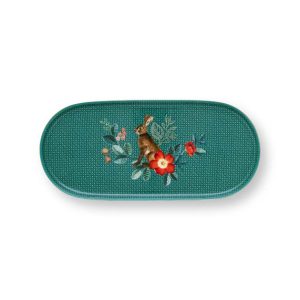 Plate Sugar & Creamer Winter Wonderland Rabbit Green 25x12cm