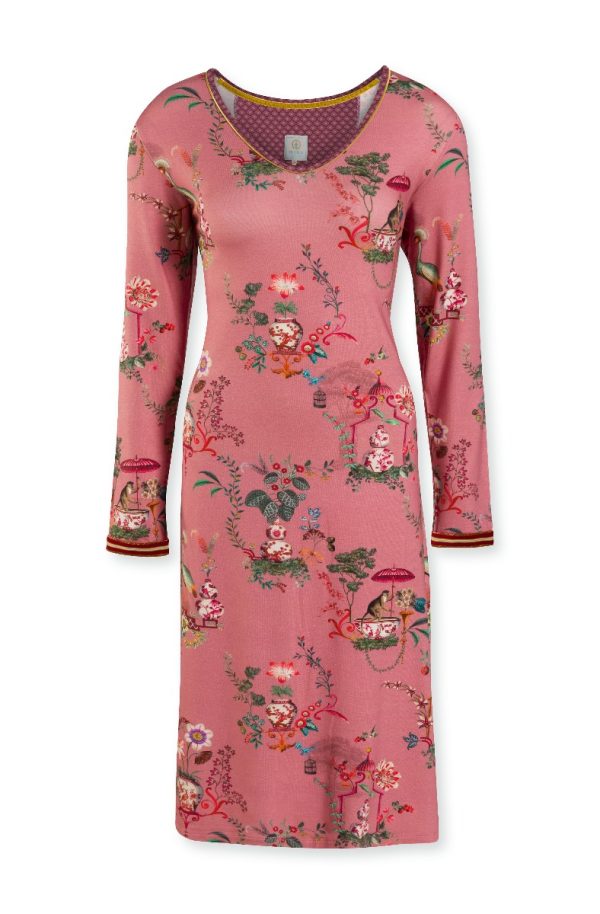 Pip Studio Night Dress Long Sleeve Chinese Porcelain Pink-Large