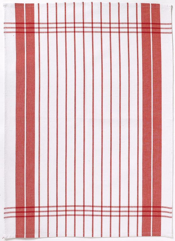 Kitchen Towel Dobby w/stripes rouge