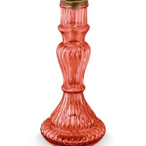 Set/2 Candle Holders Glass Pink