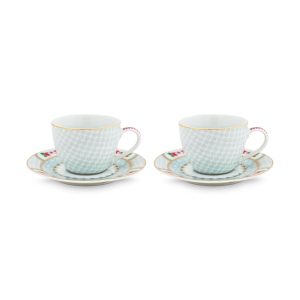 Set/2 Espresso Cups & Saucers Blushing Birds White 120ml