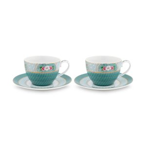 Set/2 Cups & Saucers Blushing Birds Blue 280ml