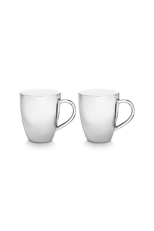 Set/2 XL Mugs with Ear Silver 400ml