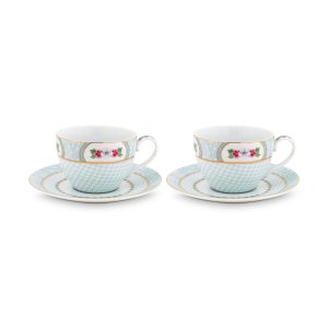 Set/2 Cups & Saucers Blushing Birds White 280ml