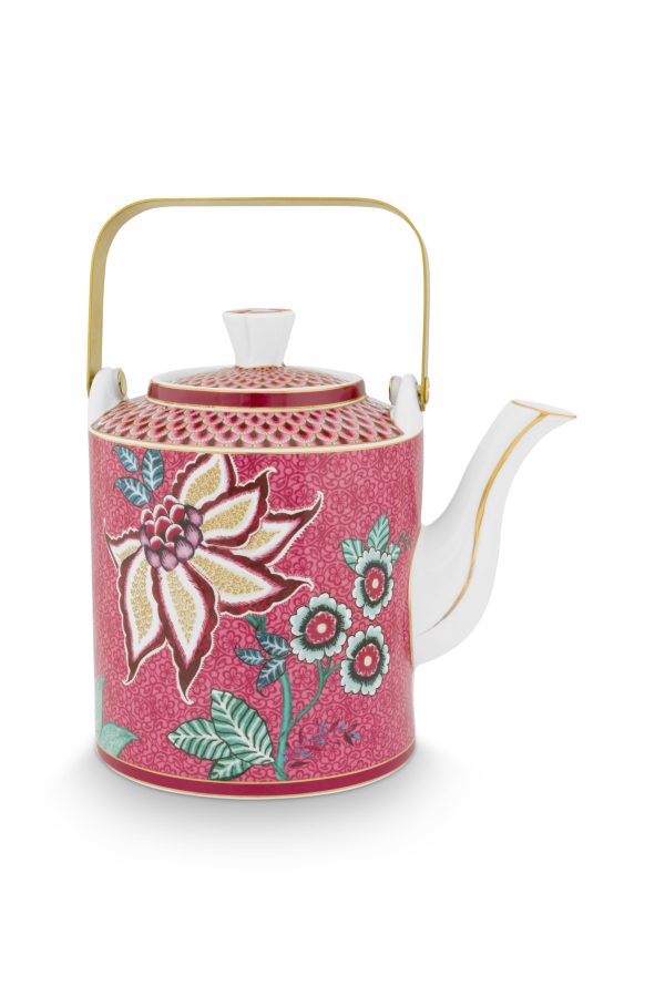 Giftset Teapot Oriental Flower Festival Dark Pink 1 ltr