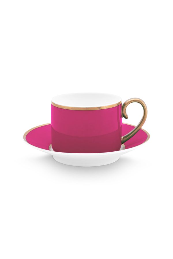 Espresso Cup & Saucer Pip Chique Gold-Pink 120ml