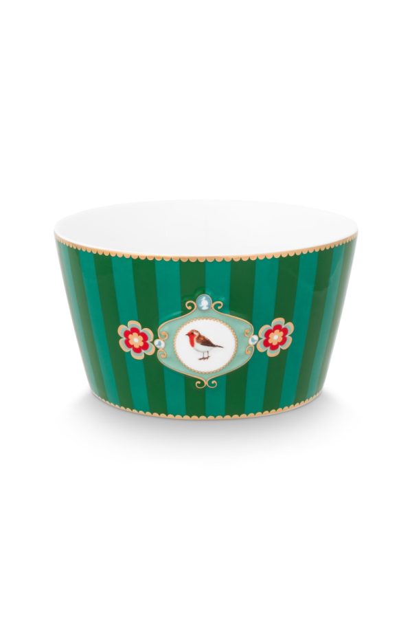 Bowl Love Birds Medallion Stripes Emerald-Green 15cm