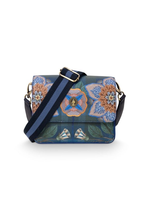 Fenna Cross Body Flap Small Flores Felices Dark Blue 19x6x16cm