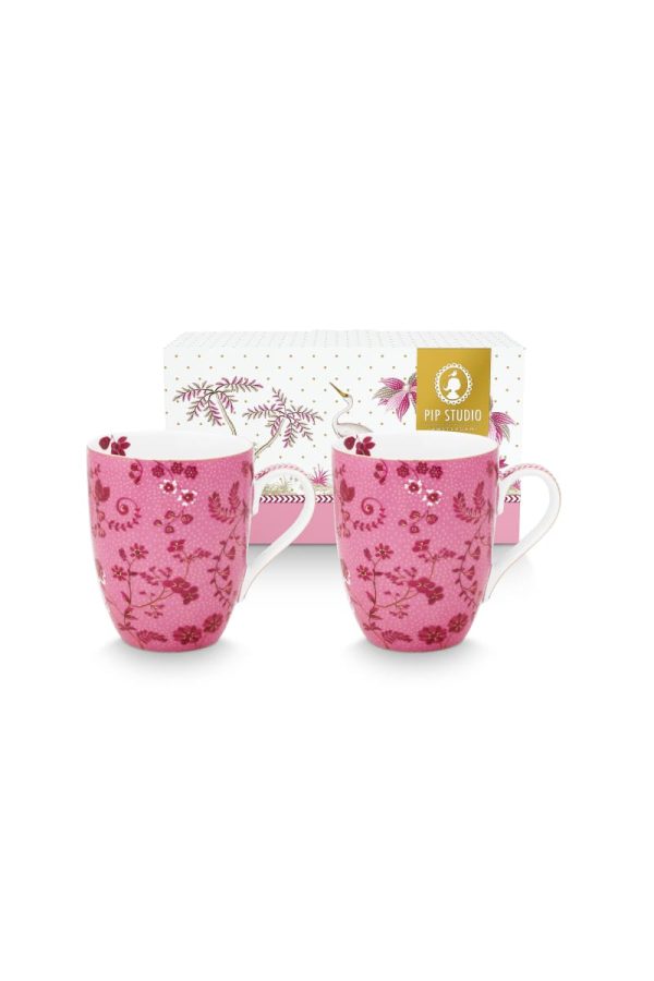 Pip Studio Set/2 Mugs Large Jolie Flowers Pink 350ml