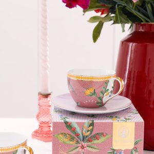 Set/2 Cups & Saucers La Majorelle Pink 280ml