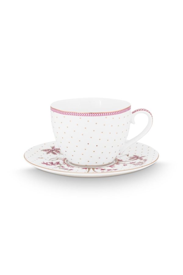 Pip Studio Cup & Saucer Jolie Dots Gold Pink 280ml