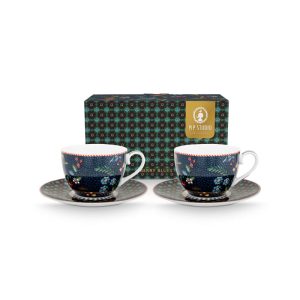 Set/2 Cups and Saucers Berry Blues 280ml