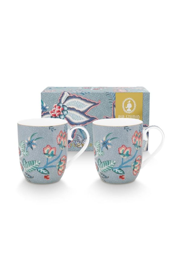 Set/2 Mugs Small Flower Festival Light Blue145ml