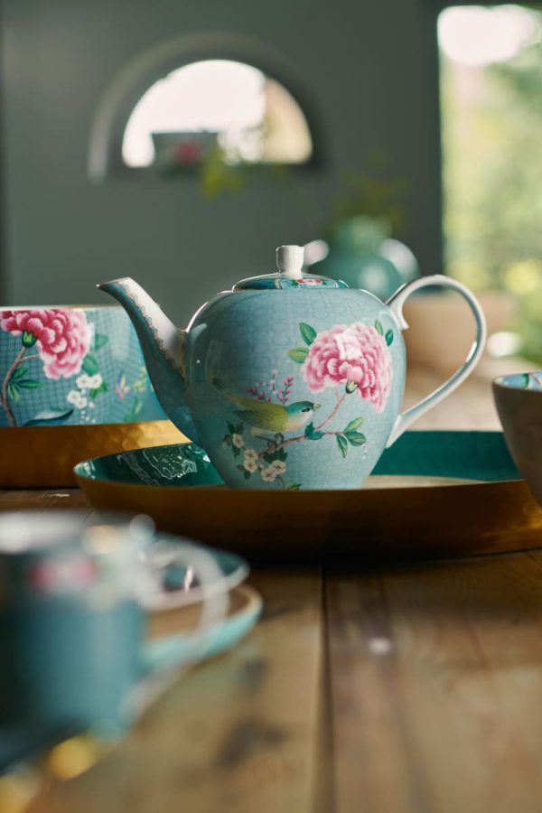 Tea Pot Large Blushing Birds Blue 1.6ltr