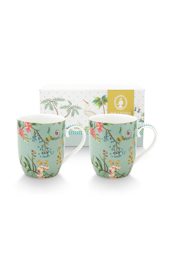 Set/2 Mugs Small Jolie Flowers Blue 145ml