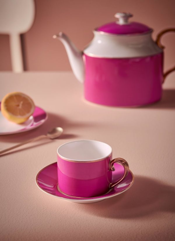 Cup & Saucer Pip Chique Gold-Pink 220ml