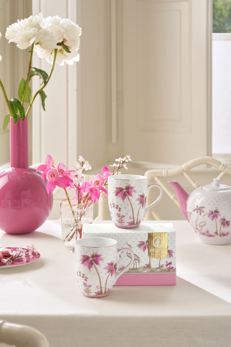 Pip Studio Set/2 Mugs Large Jolie Dots Gold Pink 350ml