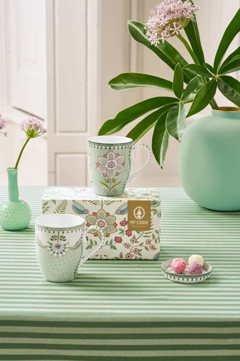 Pip Studio Set/2 Mugs Large Lily&Lotus Light Green 350ml