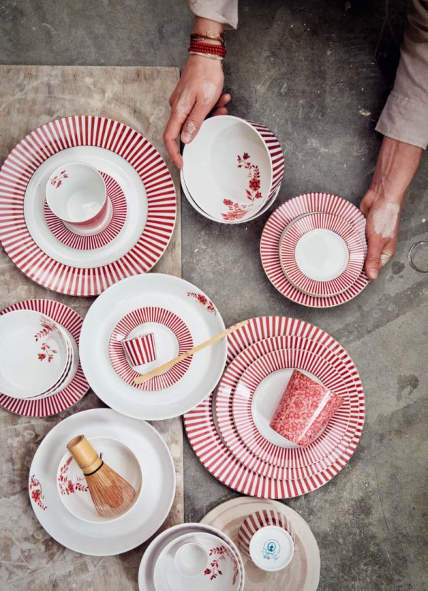 Plate Royal Stripes Dark Pink 21cm
