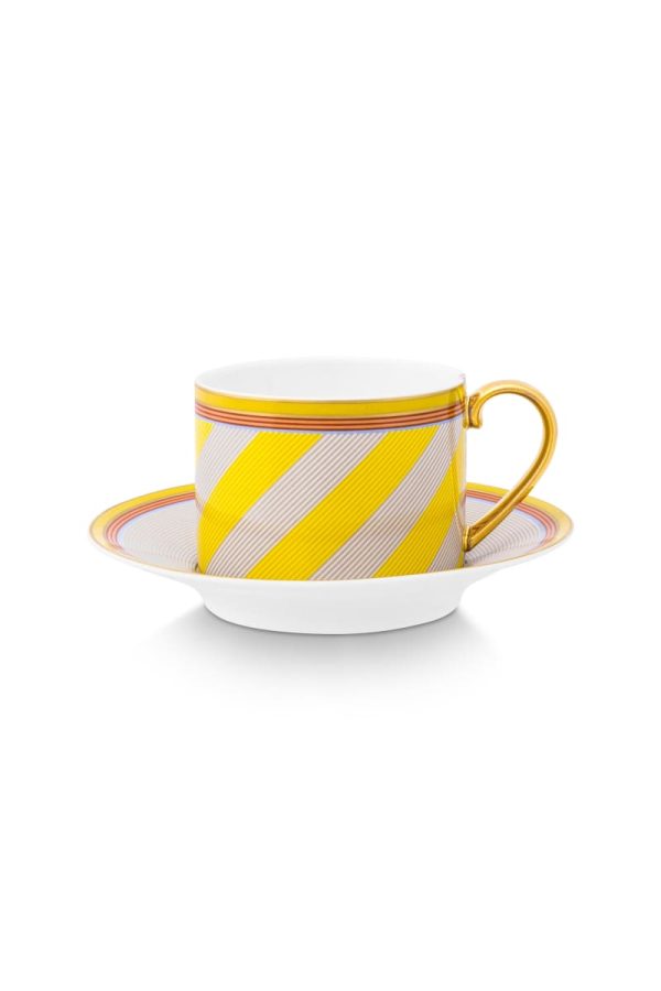 Cup & Saucer Pip Chique Stripes Yellow 220ml