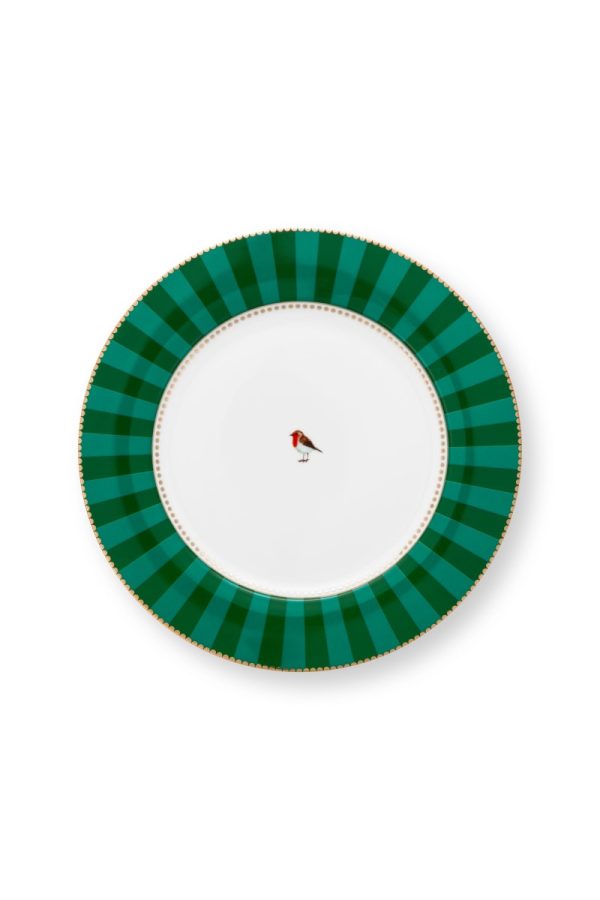 Plate Love Birds Stripes Emerald-Green 26.5cm