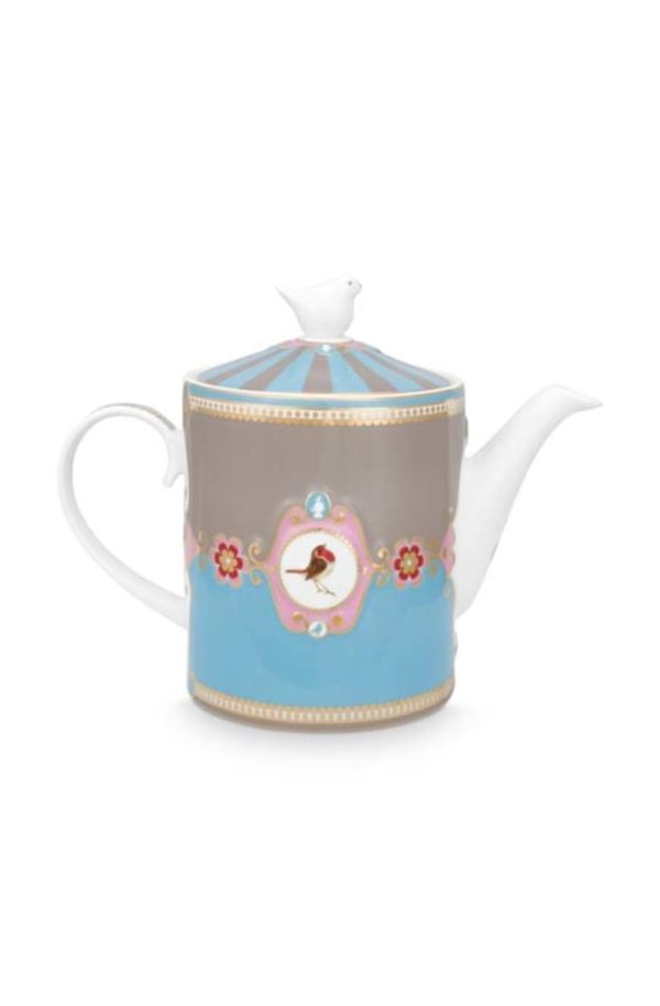 Teapot Love Birds Medallion Blue-Khaki 1.3ltr