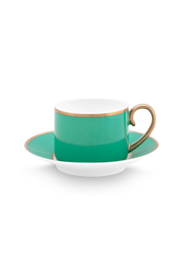 Espresso Cup & Saucer Pip Chique Gold-Green 120ml