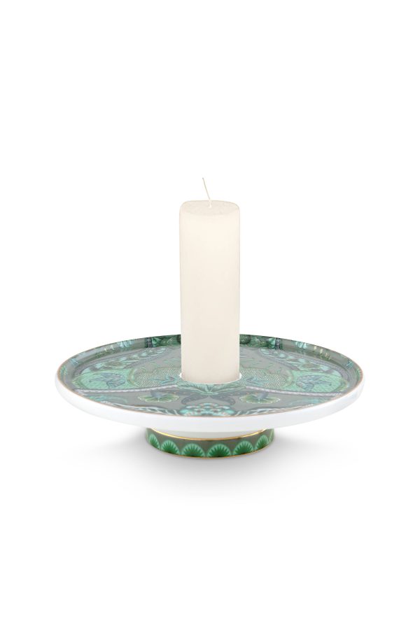 Candle Tray Kyoto Festival Green 14cm