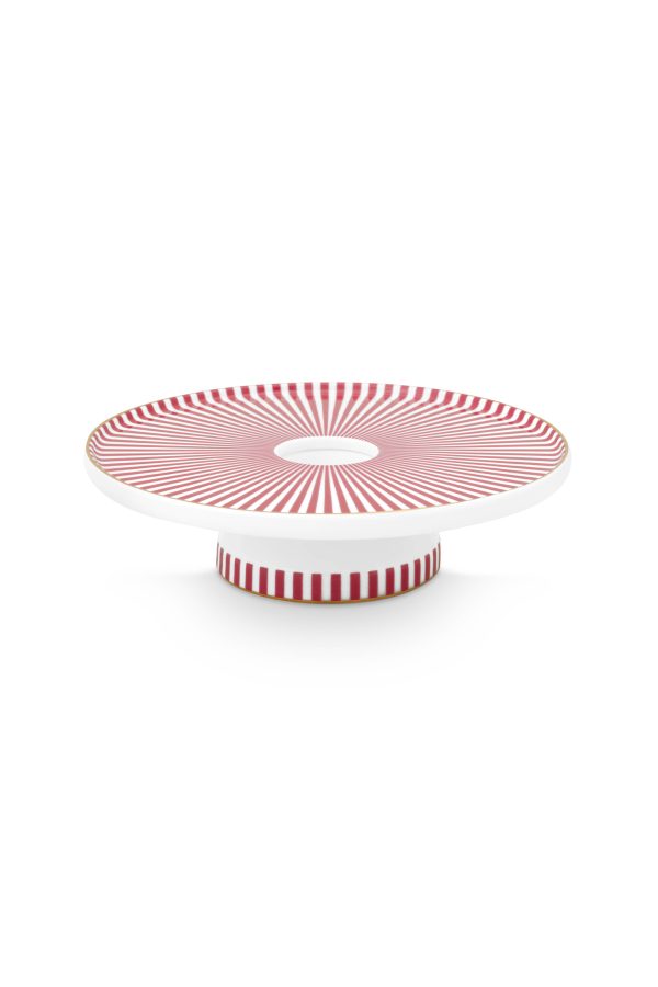 Candle Tray Royal Stripes Dark Pink 14cm