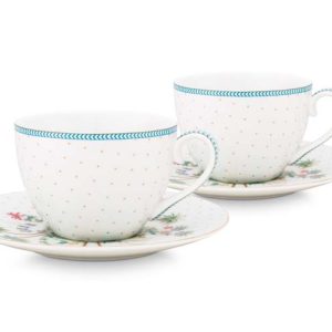 Set/2 Cups & Saucers Jolie Dots Gold 280ml