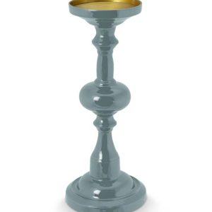 Candle Holder Medium Metal Blue 34cm