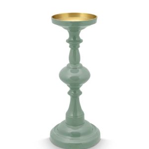Candle Holder Medium Metal Green 34cm