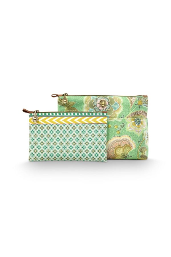 Pip Studio Caryn Cosmetic Bags Combi Matata Green 26x7.5x18cm/22x1x13cm