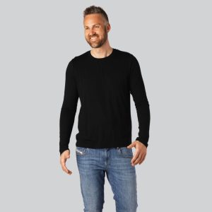 Bambus langærmet t-shirt i sort til mænd - Bambuni