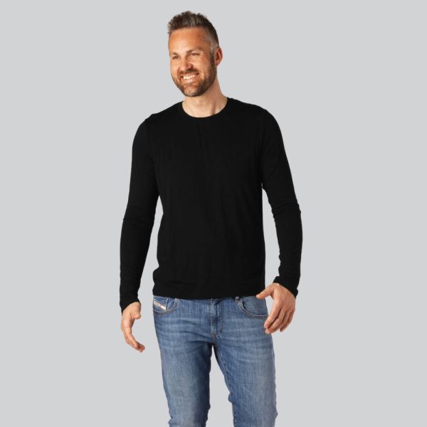 Bambus langærmet t-shirt i sort til mænd - Bambuni