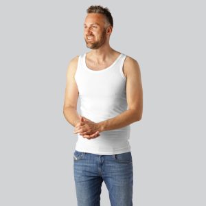 Bambus undertrøje slimfit i hvid til mænd - Bambuni