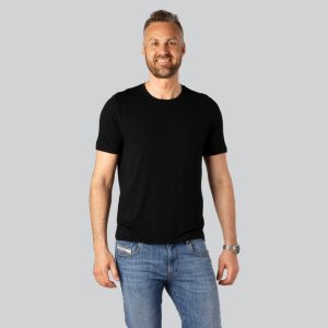Bambus t-shirt o-hals i sort til mænd - Bambuni