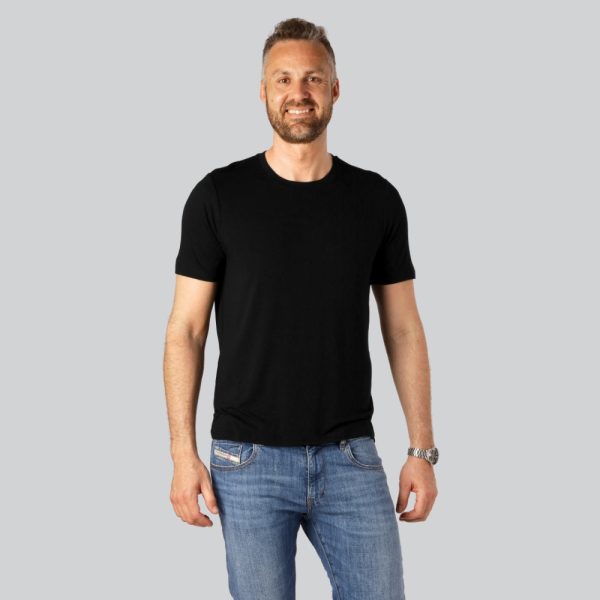 Bambus t-shirt o-hals i sort til mænd - Bambuni