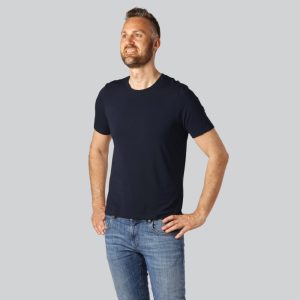 Bambus t-shirt o-hals i navy blå til mænd - Bambuni
