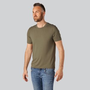 Bambus t-shirt o-hals i oliven til mænd - Bambuni