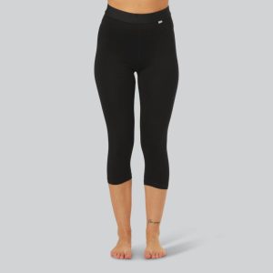 Bambus 3/4 leggings i sort m. sort elastik til kvinder - Bambuni